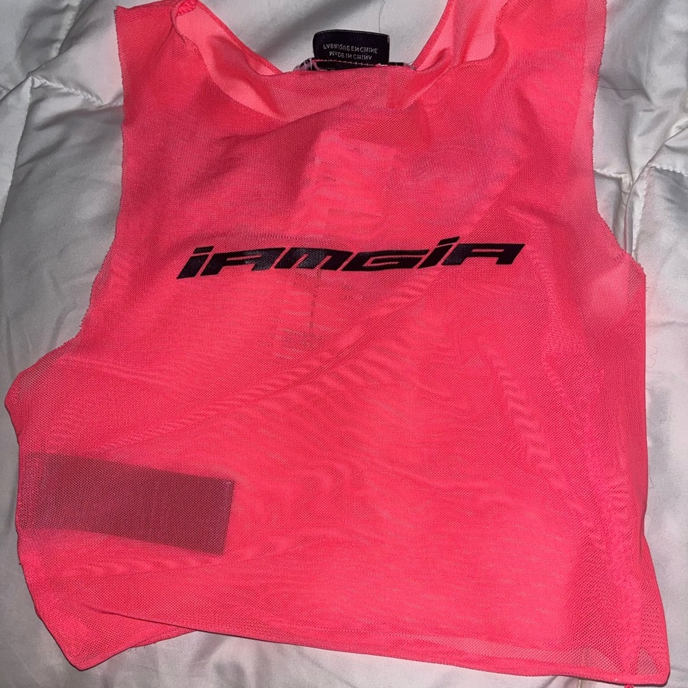 I Am Gia Hot Pink Mesh Crop Top NWT